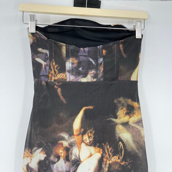 superdown | NWT Angela Midi Dress in Multi Black Angel Heaven Print S - Picture 11 of 15